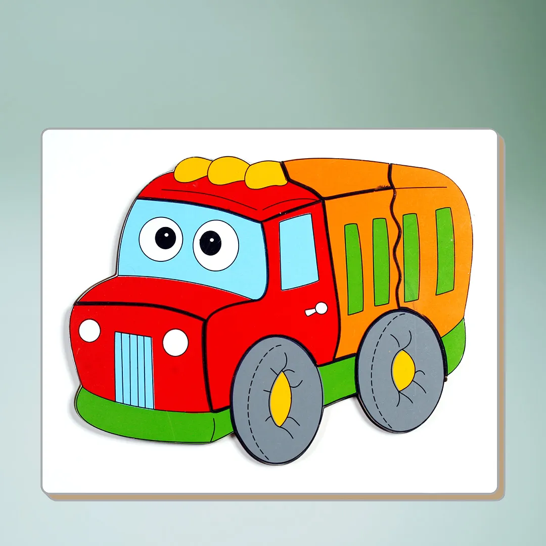 Wooden puzzle of a cute cartoon bus.